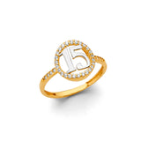 14K Yellow Gold CZ 15 Years Ring