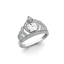 Load image into Gallery viewer, 14K White Gold CZ Crown 15 Years Ring