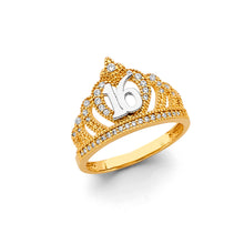 Load image into Gallery viewer, 14K White Gold CZ Crown 16 Years Ring