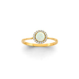 14K Yellow Gold CZ Round Opal Ring Or Set