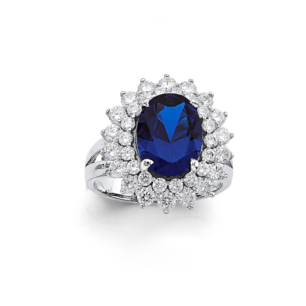 14K White Gold Blue CZ Ring Or Set