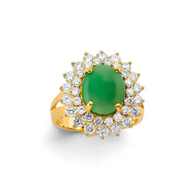 Load image into Gallery viewer, 14K Yellow Gold CZ Oval Jade Ring Or Set