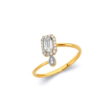 Load image into Gallery viewer, 14K Two Tone Gold Clear CZ April Birth Stone Ring