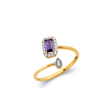 Load image into Gallery viewer, 14K Two Tone Gold Amethyst CZ February Birth Stone Ring