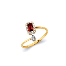 Load image into Gallery viewer, 14K Two Tone Gold Garnet CZ January Birth Stone Ring