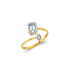 Load image into Gallery viewer, 14K Two Tone Gold Aquamarine CZ March Birth Stone Ring