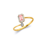 14K Two Tone Gold Tourmaline CZ October Birth Stone Ring