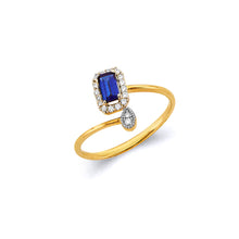 Load image into Gallery viewer, 14K Two Tone Gold Sapphire CZ September Birth Stone Ring