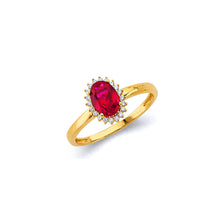 Load image into Gallery viewer, 14K Yellow Gold Ruby CZ Oval July Birth Stone Ring