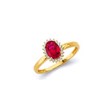 14K Yellow Gold Ruby CZ Oval July Birth Stone Ring