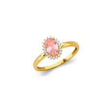 Load image into Gallery viewer, 14K Yellow Gold Tourmaline CZ Oval October Birth Stone Ring