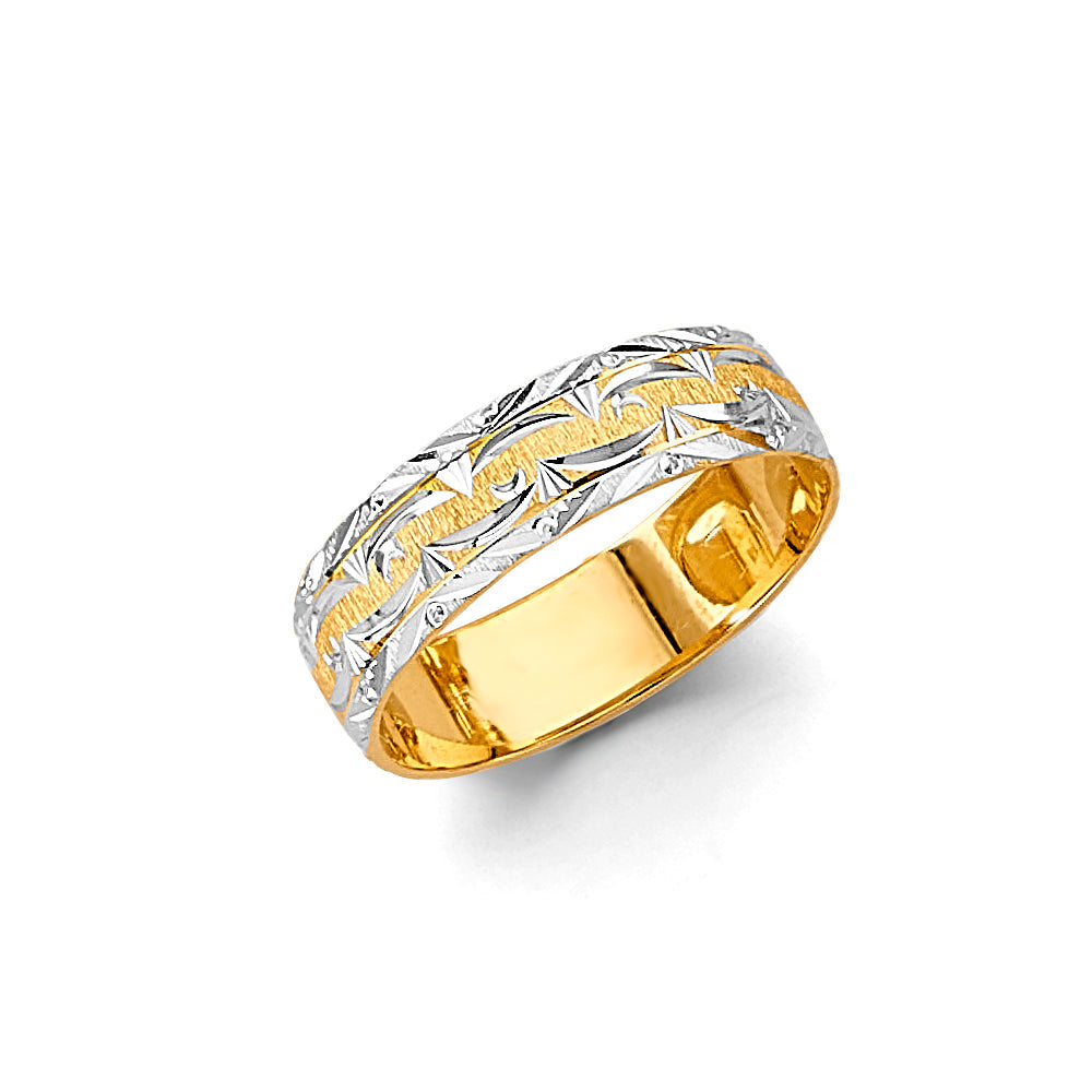 14K Two Tone Gold Round 6mm DC Wedding Band