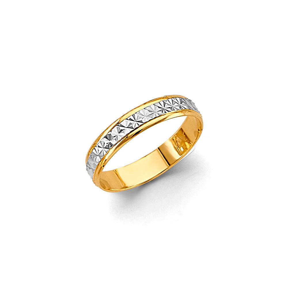 14K Two Tone Gold 4mm DC Wedding Band