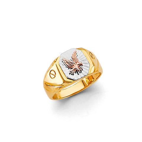 14K Tri Color Gold Eagle Ring