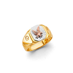 14K Tri Color Gold Eagle Ring, Size 4.5