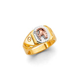 14K Tri Color Gold Horse Shoe Ring