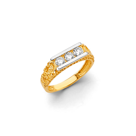 14K Two Tone Gold CZ Ring