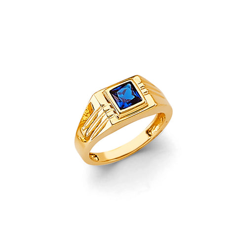 14K Yellow Gold CZ Square Ring