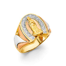 Load image into Gallery viewer, 14K Tri Color Gold Guadalupe Men&#39;s CZ Ring