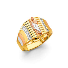 Load image into Gallery viewer, 14K Tri Color Gold St. Jude Men&#39;s CZ Ring