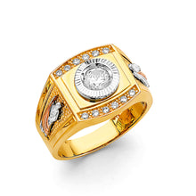 Load image into Gallery viewer, 14K Two Tone Gold Round CZ St. Jude Men&#39;s Ring