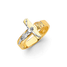 Load image into Gallery viewer, 14K Two Tone Gold Cross Men&#39;s Ring