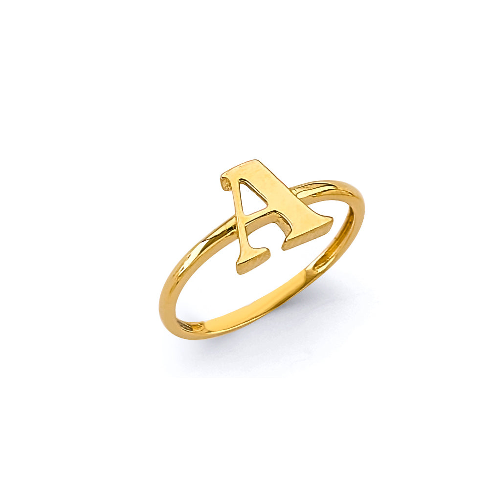 14K Yellow Gold Polish Initial Ring