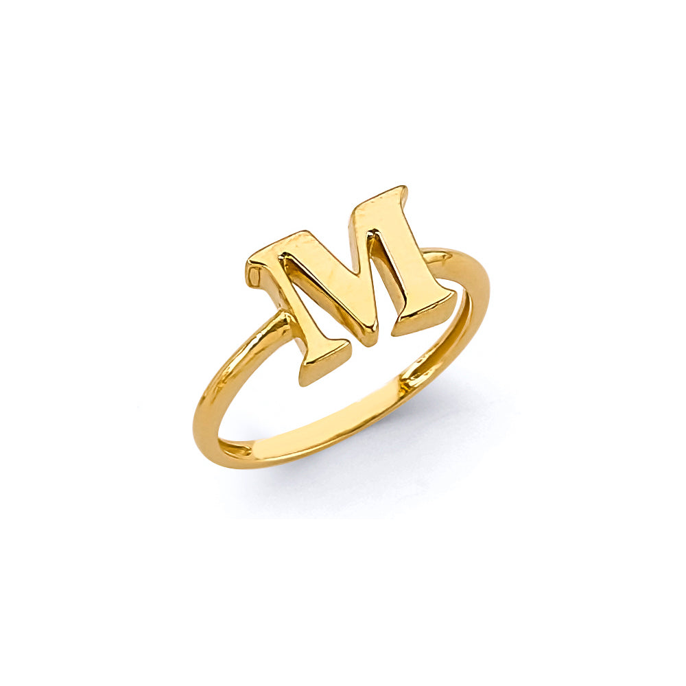 14K Yellow Gold Polish Initial Ring