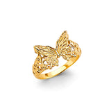 14K Yellow Gold Butterfly Ladies Ring