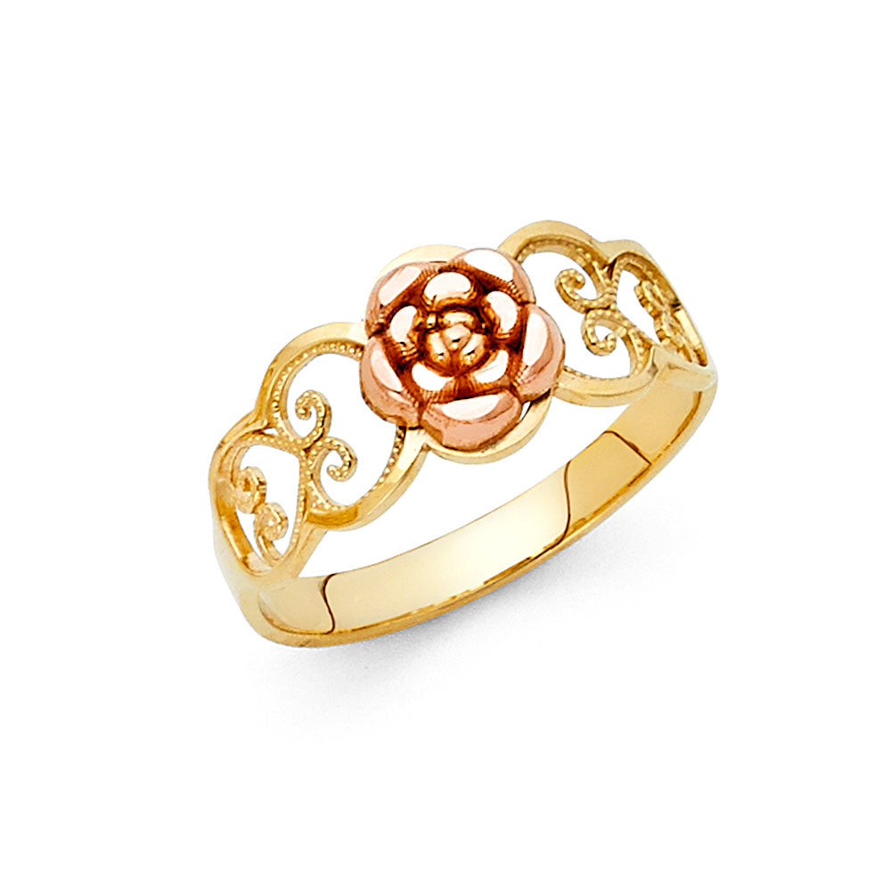 14K Two Tone Gold Flower Ring