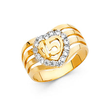 Load image into Gallery viewer, 14K Yellow Gold 15 Years CZ Ring