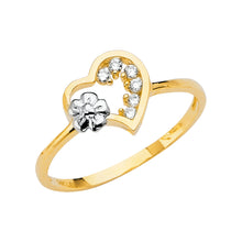 Load image into Gallery viewer, 14K Two Tone Gold Heart CZ Ring