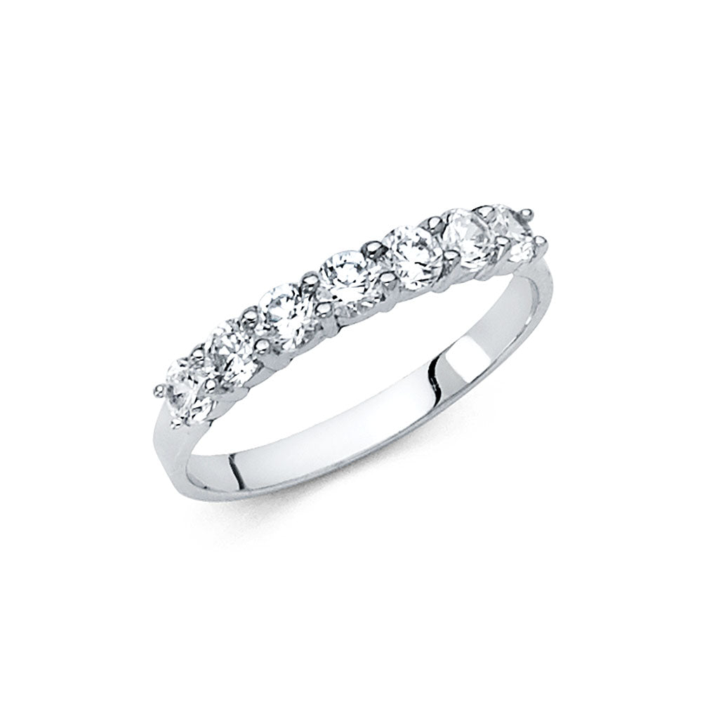 14K White Gold CZ Wedding Band