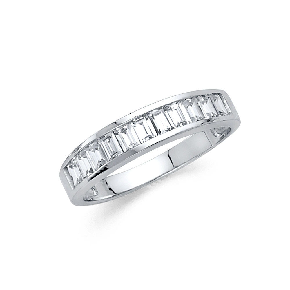 14K White Gold CZ Ladies Wedding Band