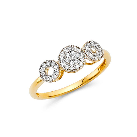 14K Two Tone Gold Circle CZ Ring