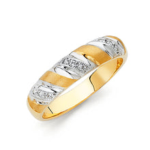 Load image into Gallery viewer, 14K Two Tone Gold CZ Men&#39;s Wedding Band