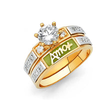 Load image into Gallery viewer, 14K Two Tone Gold CZ Glow In Dark Engagement Ring