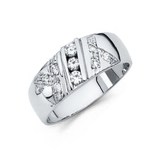 Load image into Gallery viewer, 14K White Gold CZ Men&#39;s Wedding Band