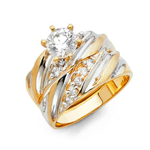 Load image into Gallery viewer, 14K Two Tone Gold CZ Engagement Ring