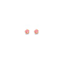 Load image into Gallery viewer, 14K Yellow Gold 3mm Pink Star CZ Stamp Stud Earrings With Screw Back