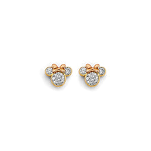 Load image into Gallery viewer, 14K Two Tone Gold Mouse CZ Stud Earrings With Screw Back