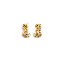 Load image into Gallery viewer, 14K Yellow Gold Cat CZ Stud Earrings With Screw Back