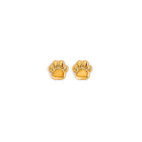 14K Yellow Gold Screw Back Paw Stud Earrings