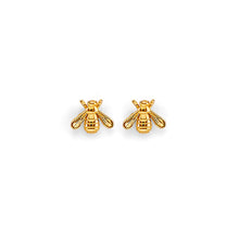 Load image into Gallery viewer, 14K Yellow Gold Bee Stud Earrings With Screw Back