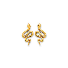 Load image into Gallery viewer, 14K Yellow Gold Snake Stud Earrings With Screw Back