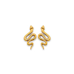 14K Yellow Gold Snake Stud Earrings With Screw Back