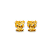 Load image into Gallery viewer, 14K Yellow Gold Dog CZ Stud Earrings With Screw Back