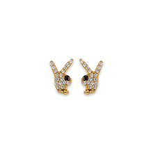 Load image into Gallery viewer, 14K Yellow Gold Rabbit CZ Stud Earrings With Screw Back