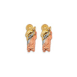 14K Tri Color Gold St. Jude Stud Earrings With Screw Back