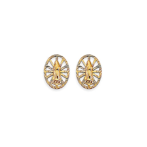 14K Yellow Gold Guadalupe Stud Earrings With Screw Back